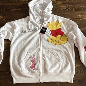 Disney White Hoodie with Pooh and Piglet Graphics